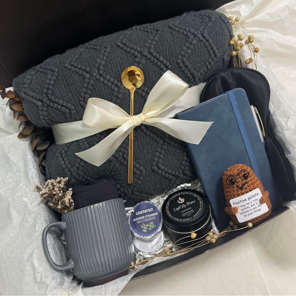Gift for Men & Women- Self Care Package/Birthday Grey & Navy Blue